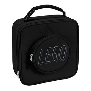 LEGO Black Lunch Bag, Durable Insulated with Mesh Pouch and Zip Compartment